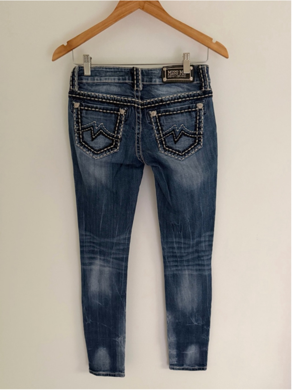 Y2K Miss Me Distressed Low Rise Skinny Jeans Size 26 Buckle Style